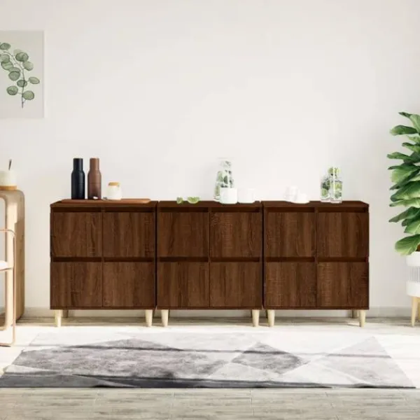 vidaXL Skåp>Skänk 3 st ek 60x35x70 cm konstruerat trä