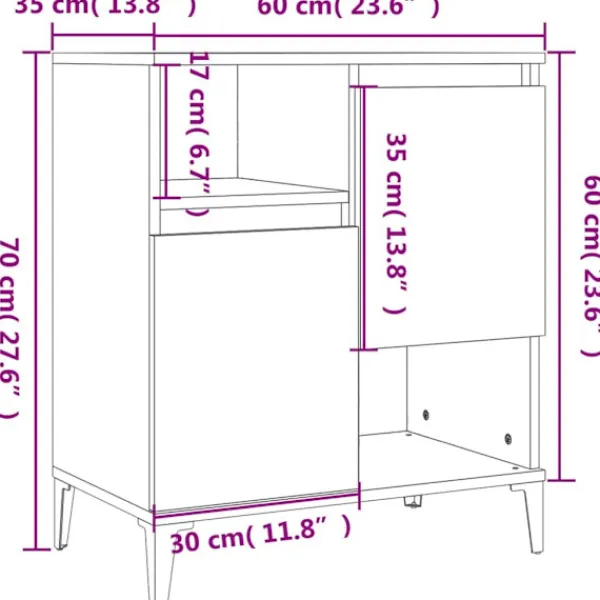 vidaXL Sideboards>Skänk 2 st ek 60x35x70 cm konstruerat trä