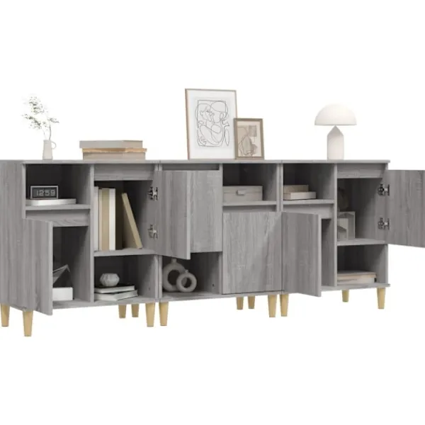 vidaXL Sideboards>Skänk 3 st sonoma 60x35x70 cm konstruerat trä