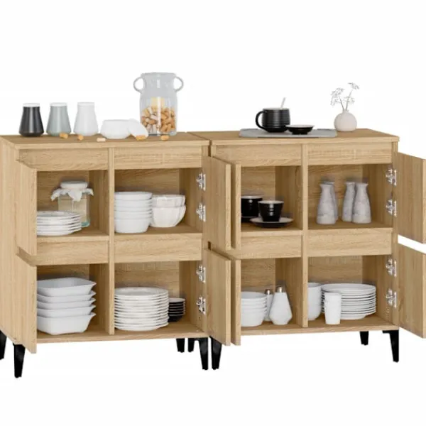 vidaXL Skåp>Skänk 2 st sonoma ek 60x35x70 cm konstruerat trä