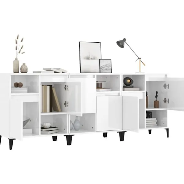 vidaXL Sideboards>Skänk 3 st högglans 60x35x70 cm konstruerat trä