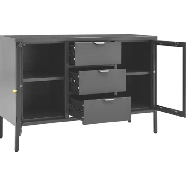 vidaXL Sideboards>Skänk 105x35x70 cm stål och härdat glas