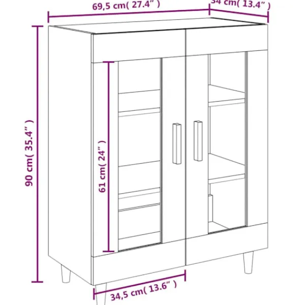 vidaXL Skåp>Skänk betong 69,5x34x90 cm konstruerat trä