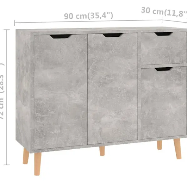 vidaXL Sideboards>Skänk betong 90x30x72 cm konstruerat trä