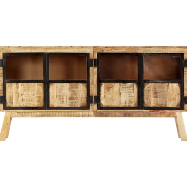 vidaXL Sideboards>Skänk och svart 160x30x80 cm massivt grovt mangoträ