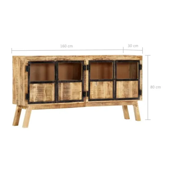vidaXL Sideboards>Skänk och svart 160x30x80 cm massivt grovt mangoträ
