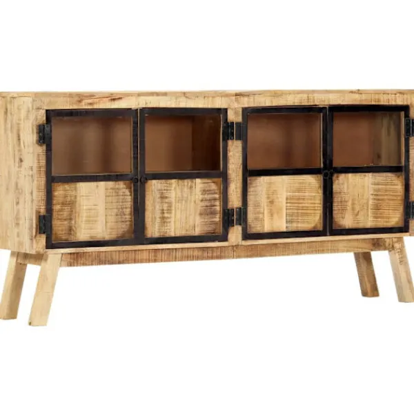 vidaXL Sideboards>Skänk och svart 160x30x80 cm massivt grovt mangoträ