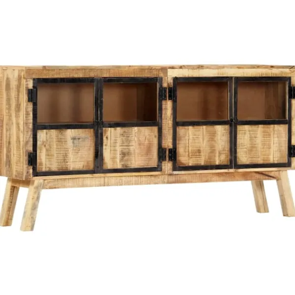 vidaXL Sideboards>Skänk och svart 160x30x80 cm massivt grovt mangoträ