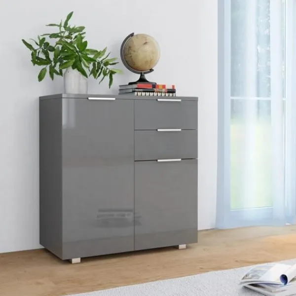 vidaXL Byråer>Skänk högglans 71x35x80 cm spånskiva