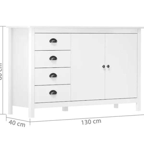 vidaXL Byråer>Skänk Hill 130x40x80 cm massiv furu