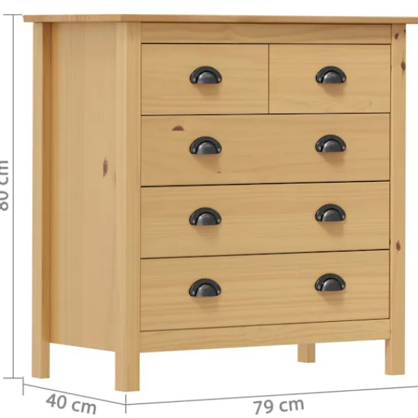 vidaXL Byråer>Skänk Hill 79x40x80 cm massiv furu