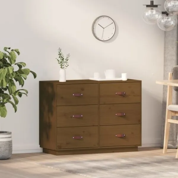 vidaXL Byråer>Skänk honungs 100x40x75 cm massiv furu
