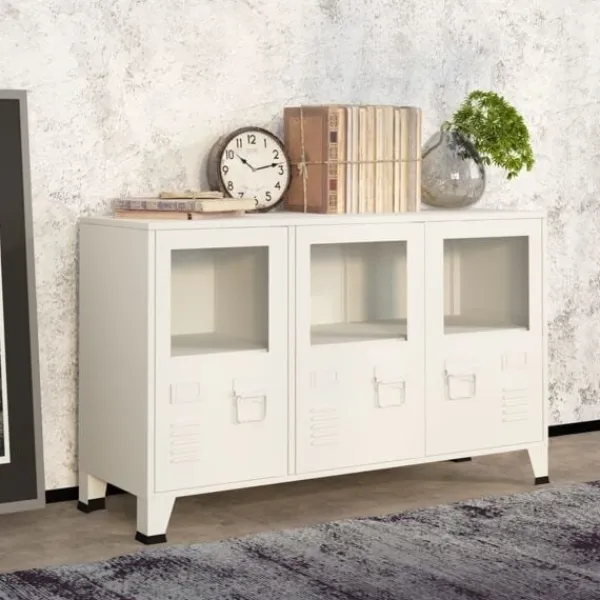 vidaXL Skåp>Skänk industriell 105x35x62 cm metall och glas