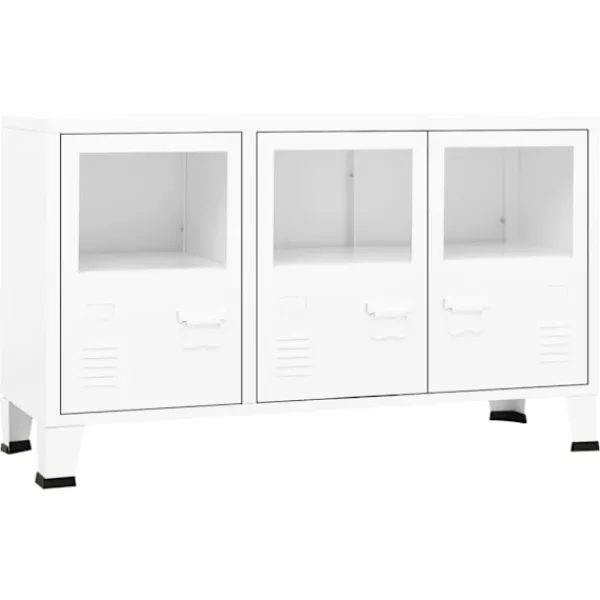 vidaXL Skåp>Skänk industriell 105x35x62 cm metall och glas