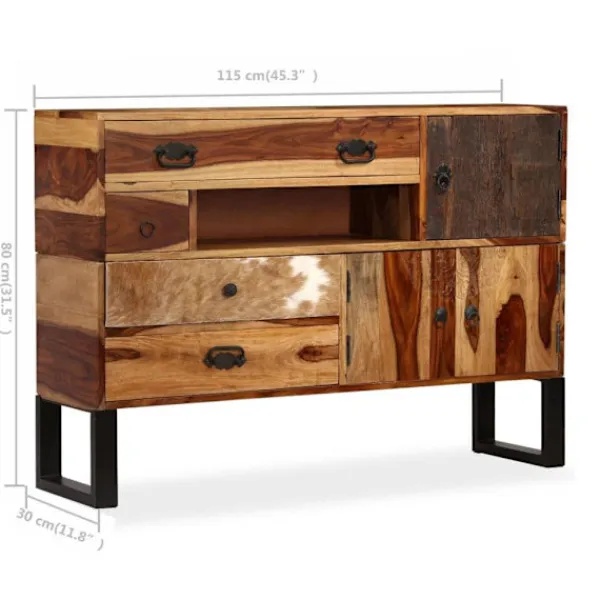 vidaXL Sideboards>Skänk massivt sheshamträ 115x30x80 cm