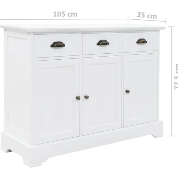 vidaXL Sideboards>Skänk med 3 dörrar MDF och furu 105x35x77,5 cm
