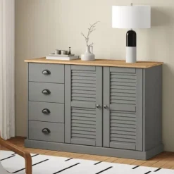 vidaXL Byråer>Skänk med lådor VIGO 113x40x75 cm massiv furu