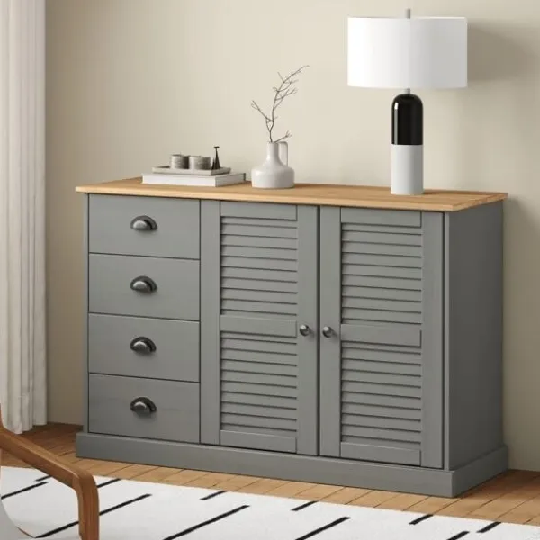 vidaXL Byråer>Skänk med lådor VIGO 113x40x75 cm massiv furu