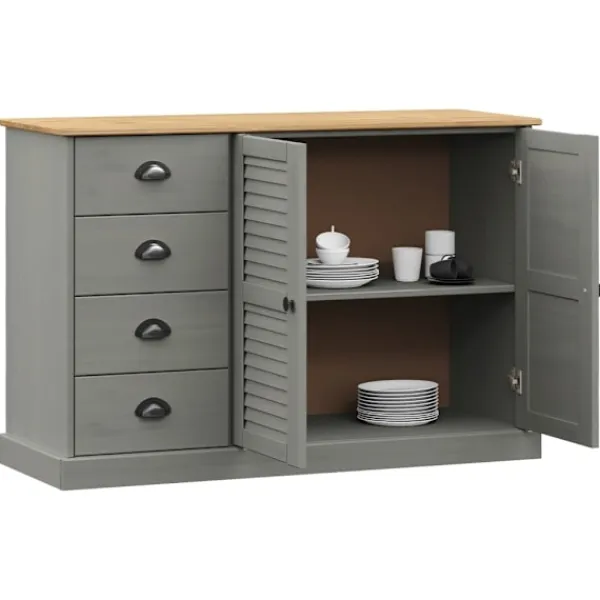 vidaXL Byråer>Skänk med lådor VIGO 113x40x75 cm massiv furu