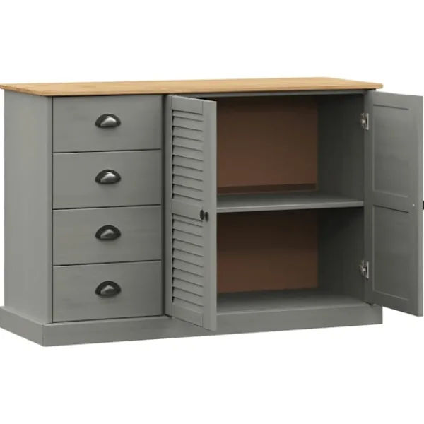 vidaXL Byråer>Skänk med lådor VIGO 113x40x75 cm massiv furu
