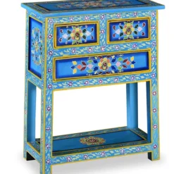 vidaXL Sideboards>Skänk med lådor massivt mangoträ handmålad