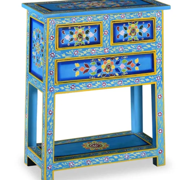 vidaXL Sideboards>Skänk med lådor massivt mangoträ handmålad