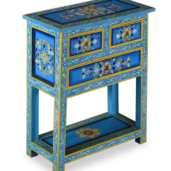 vidaXL Sideboards>Skänk med lådor massivt mangoträ handmålad