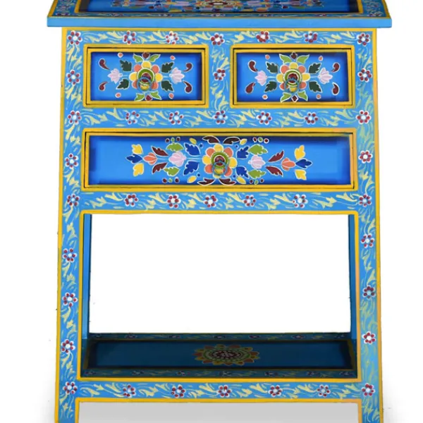 vidaXL Sideboards>Skänk med lådor massivt mangoträ handmålad