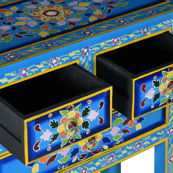 vidaXL Sideboards>Skänk med lådor massivt mangoträ handmålad