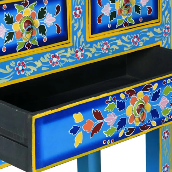 vidaXL Sideboards>Skänk med lådor massivt mangoträ handmålad