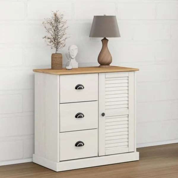 vidaXL Byråer>Skänk med lådor VIGO 78x40x75 cm massiv furu