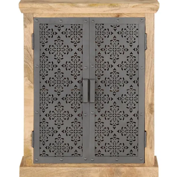 vidaXL Sideboards>Skänk med ståldörrar 60x35x75 cm massivt mangoträ