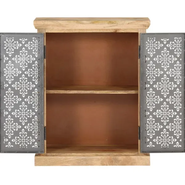 vidaXL Sideboards>Skänk med ståldörrar 60x35x75 cm massivt mangoträ