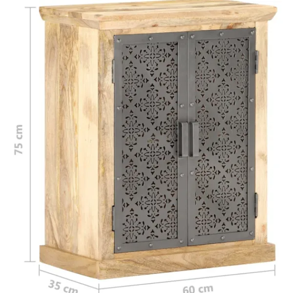 vidaXL Sideboards>Skänk med ståldörrar 60x35x75 cm massivt mangoträ