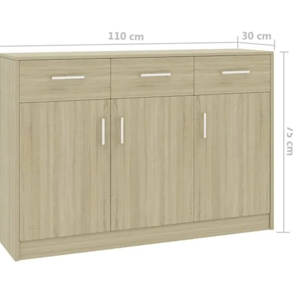vidaXL Sideboards>Skänk sonoma-ek 110x30x75 cm spånskiva