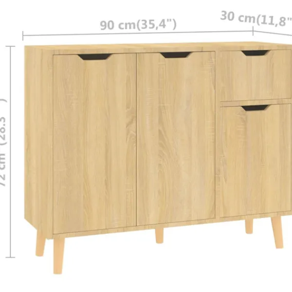 vidaXL Sideboards>Skänk sonoma-ek 90x30x72 cm konstruerat trä