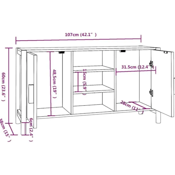 vidaXL Sideboards>Skänk 107x38x60 cm konstruerat trä