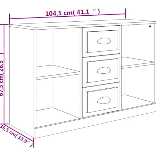 vidaXL Sideboards>Skänk 104,5x35,5x67,5 cm konstruerat trä