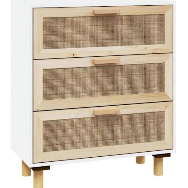 vidaXL Byråer>Skänk 60x30x70 cm massiv furu och naturlig rotting