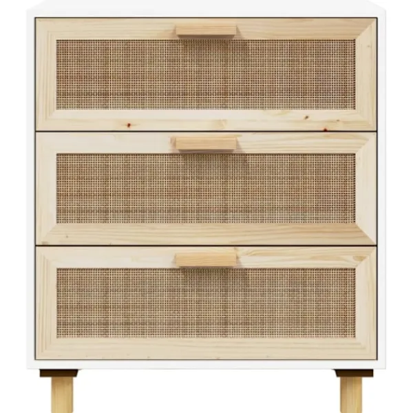 vidaXL Byråer>Skänk 60x30x70 cm massiv furu och naturlig rotting