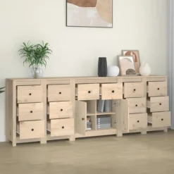 vidaXL Byråer>Skänk vit 230x35x80 cm massiv furu