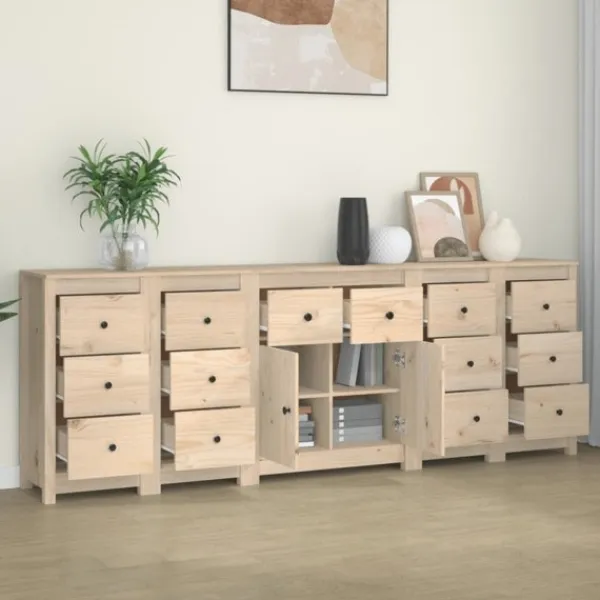 vidaXL Byråer>Skänk vit 230x35x80 cm massiv furu