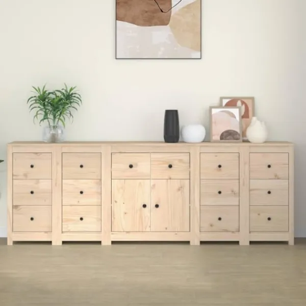 vidaXL Byråer>Skänk vit 230x35x80 cm massiv furu