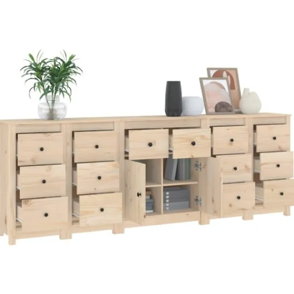 vidaXL Byråer>Skänk vit 230x35x80 cm massiv furu