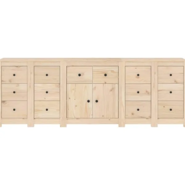 vidaXL Byråer>Skänk vit 230x35x80 cm massiv furu