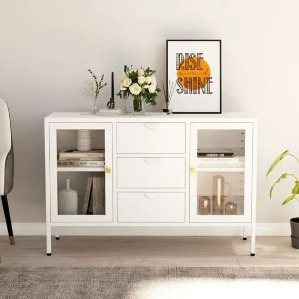 vidaXL Byråer>Skänk 105x35x70 cm stål och härdat glas