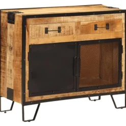 vidaXL Sideboards>Skänk 80x31x66 cm massivt grovt mangoträ och metall