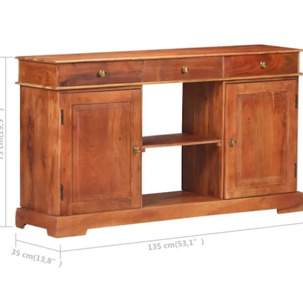 vidaXL Sideboards>Skänk 135x35x75 cm massivt akaciaträ