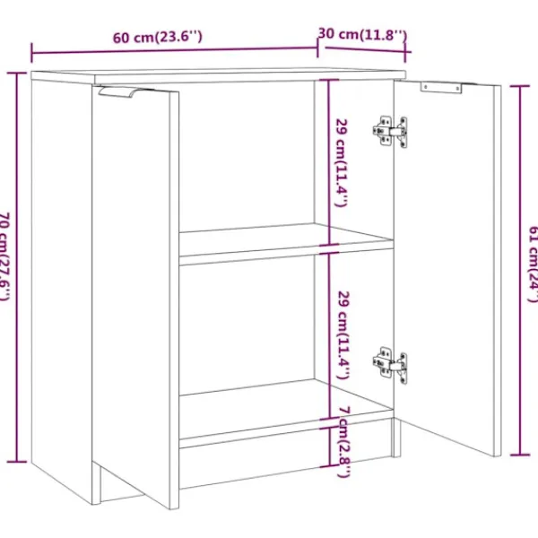 vidaXL Sideboards>Skänkar 3 delar rökfärgad ek konstruerat trä