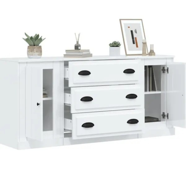 vidaXL Sideboards>Skänkar 3 delar högglans konstruerat trä